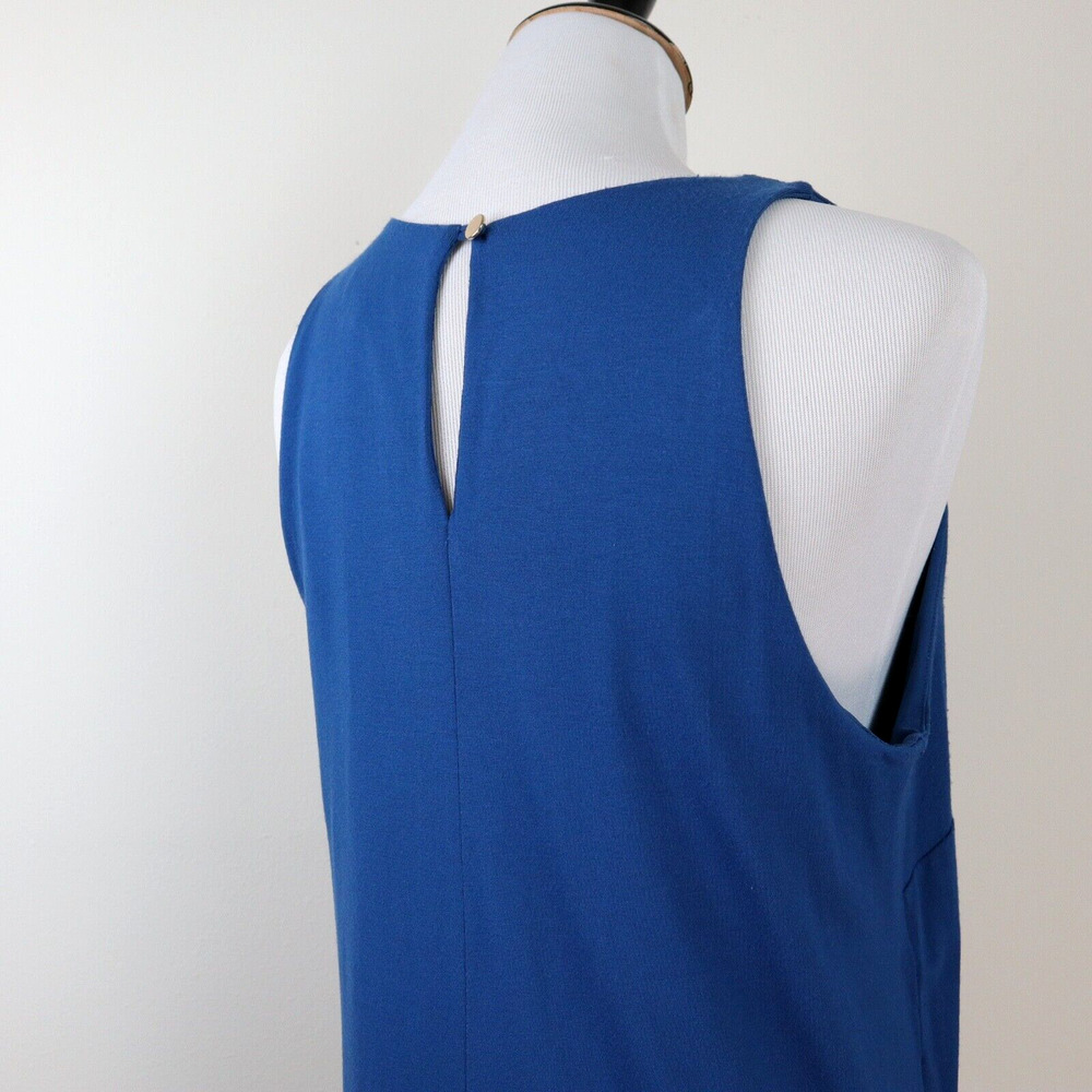 Ann Taylor Size M Midi Shift Dress Color Block Navy Blue Chartreuse - Picture 5 of 9